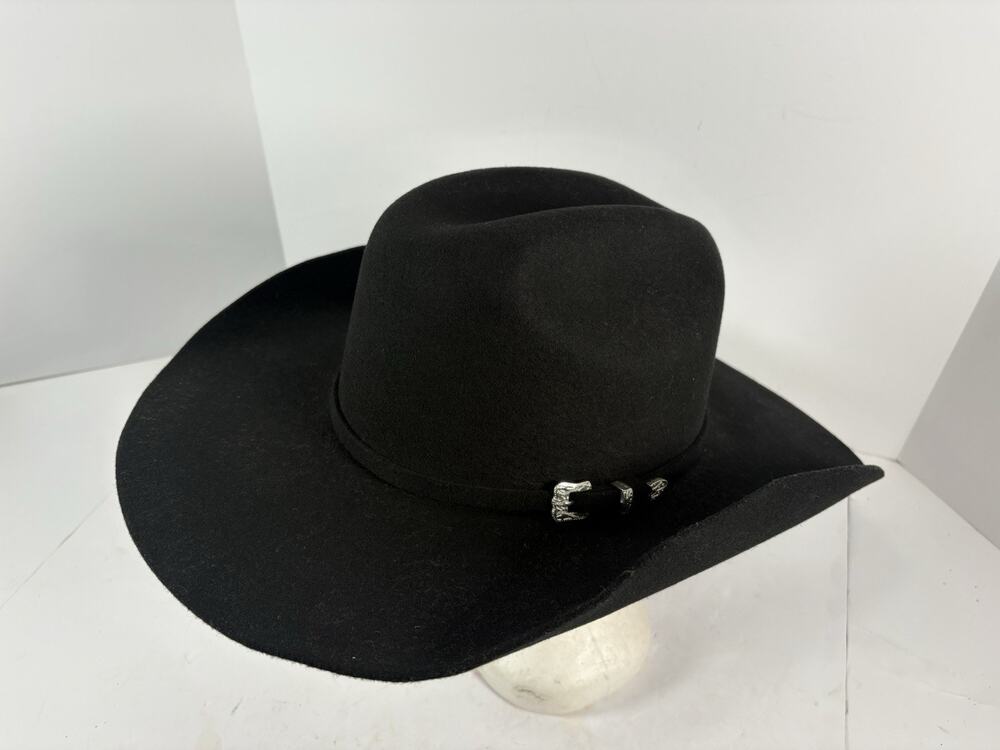 Justin XXX Black 100% Wool Cowboy Hat 7 5/8 Milano Western Rodeo Hat Buckle Band